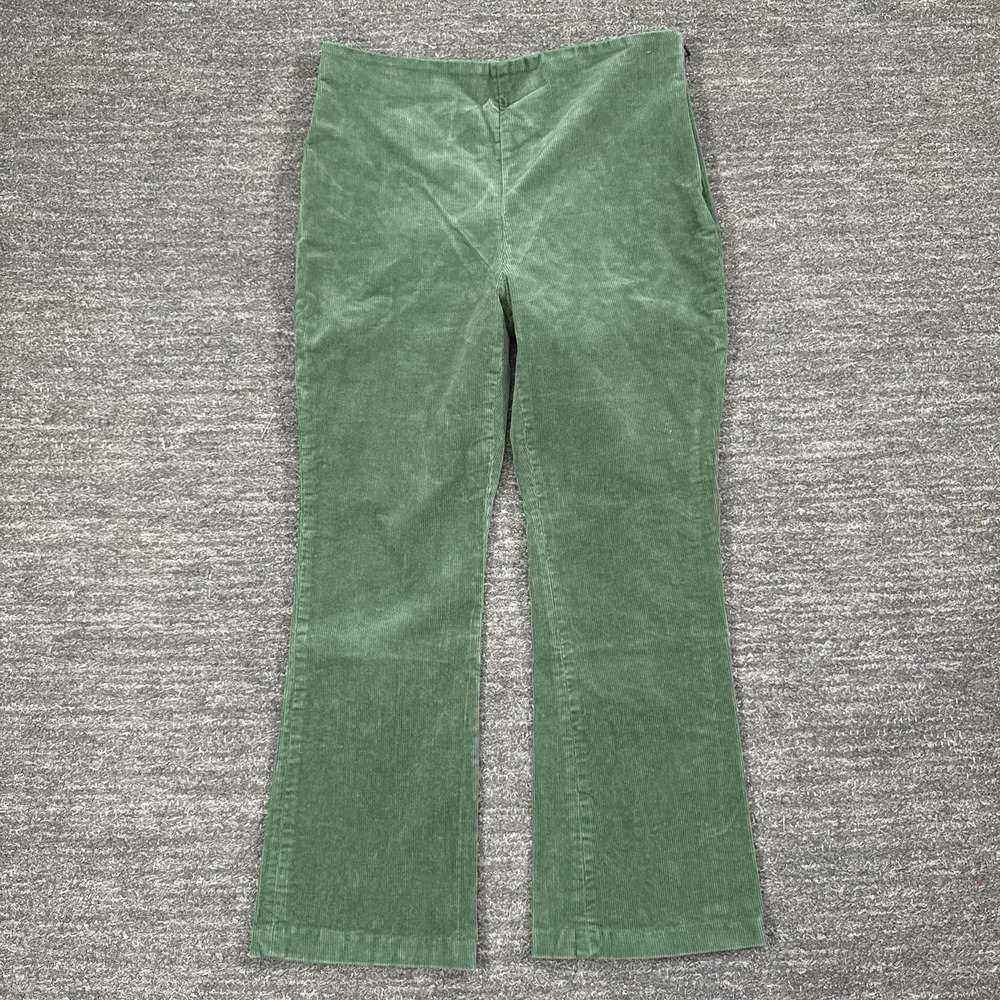 Tuckernuck Ashford Corduroy Pants Women 2XL Green Side Zip Crop Academia Preppy